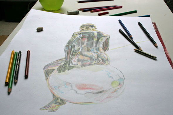 Colour pencil concept drawing for La trascendencia, by Peter Strobos.