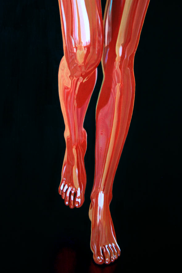 Leg detail from oil painting, Muse in introspection by Peter Strobos.