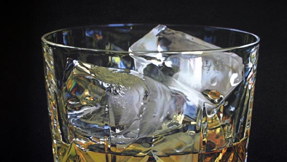 Light dispersion from Whisky glass oil painting by Peter Strobos.