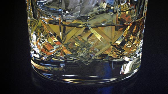 Facet detail from Whisky glass oil painting, by Peter Strobos.