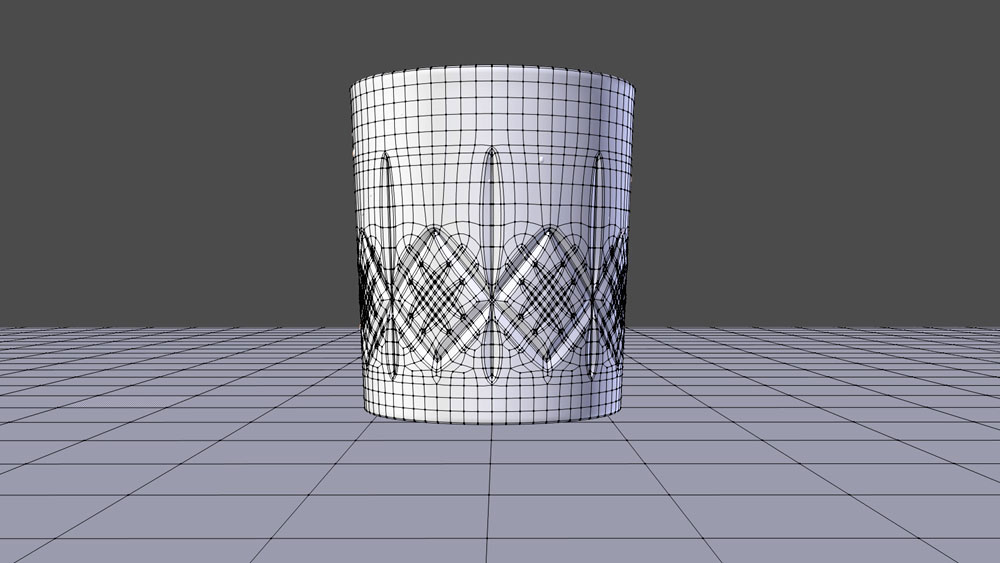 Crystal whisky glass 3D model, polygonal mesh.