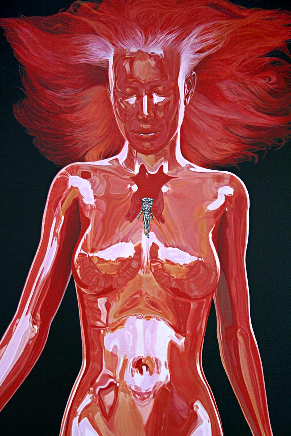 Detail from oil painting, Muse in introspection by Peter Strobos.